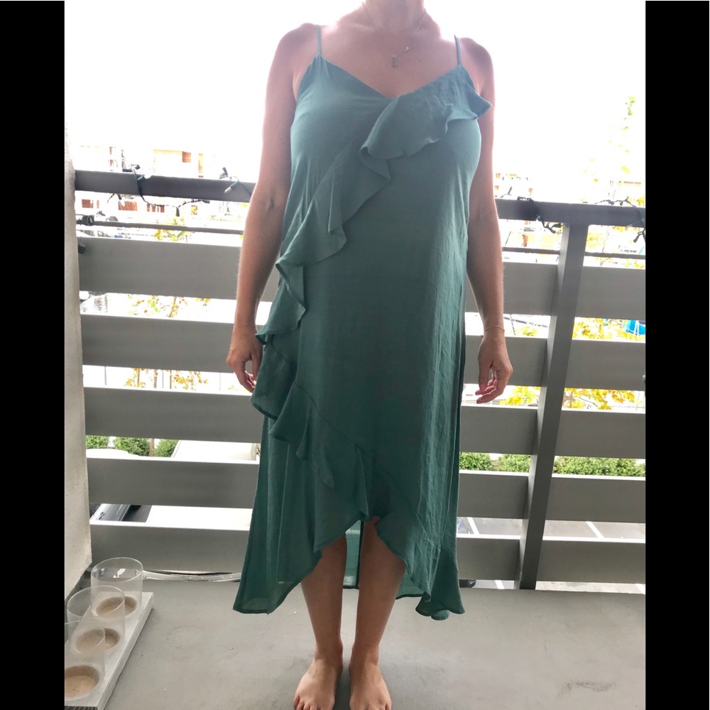 June & Hudson ruffle hi lo midi dress